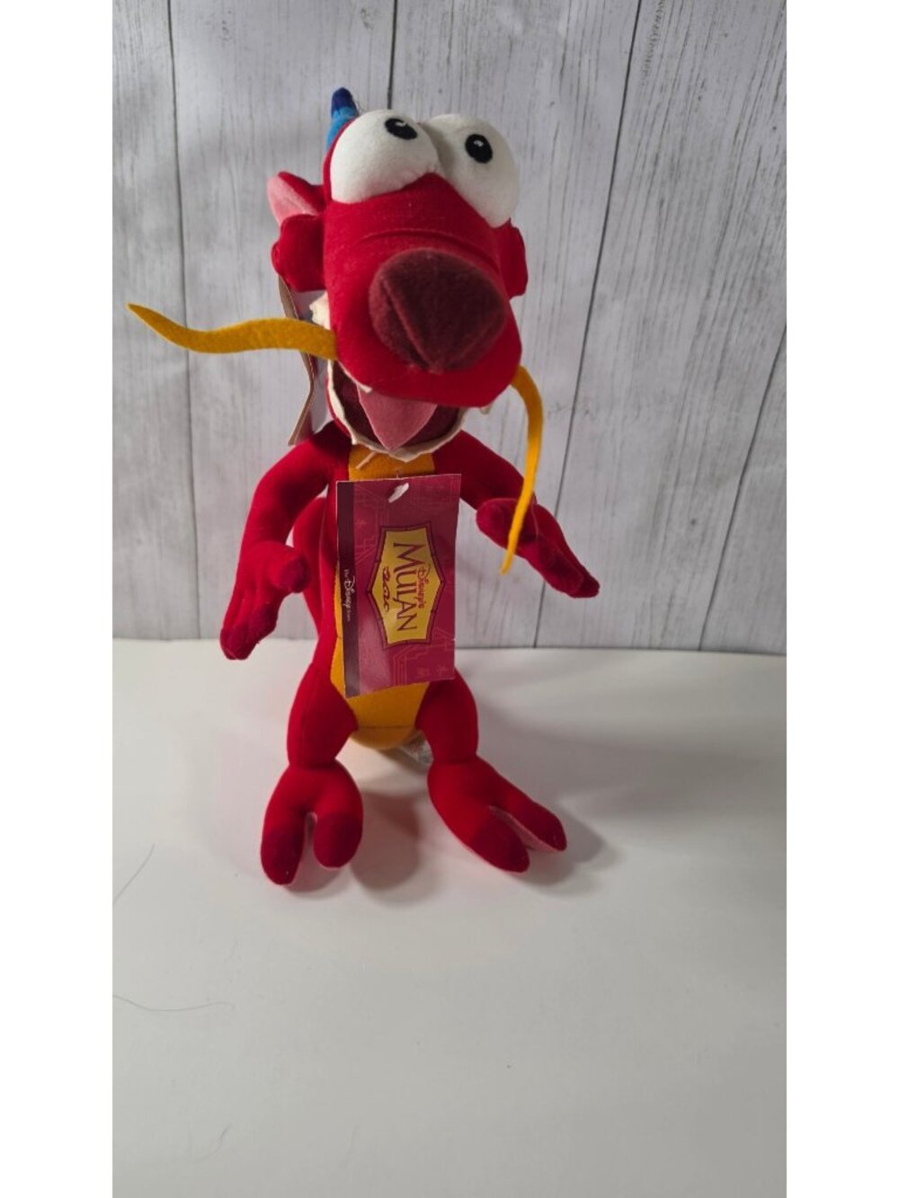 VINTAGE DISNEY STORE MULAN MUSHU DRAGON BEAN BAG PLUSH 11" STUFFED ANIMAL TOY NW